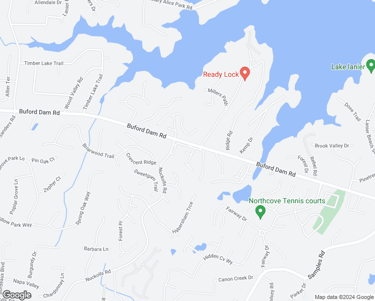 map of restaurants, bars, coffee shops, grocery stores, and more near 1650 Townview Lane in Cumming