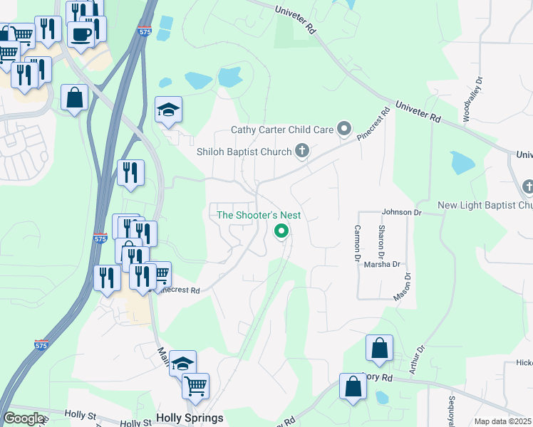 map of restaurants, bars, coffee shops, grocery stores, and more near 164 Cypress Court in Canton