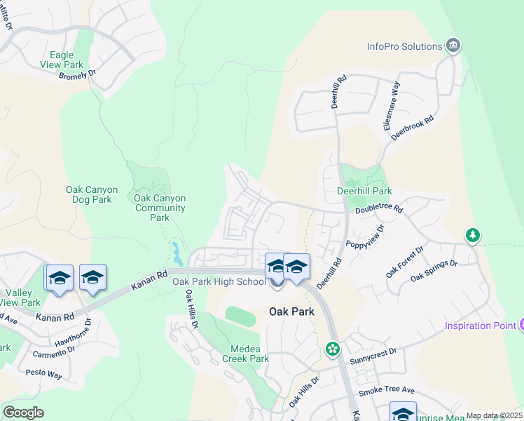 map of restaurants, bars, coffee shops, grocery stores, and more near 5837 Oak Bend Lane in Oak Park