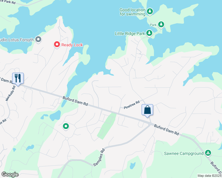 map of restaurants, bars, coffee shops, grocery stores, and more near 2690 Wanda Woods Road in Cumming