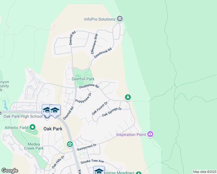 map of restaurants, bars, coffee shops, grocery stores, and more near 6822 Pala Mesa Drive in Oak Park