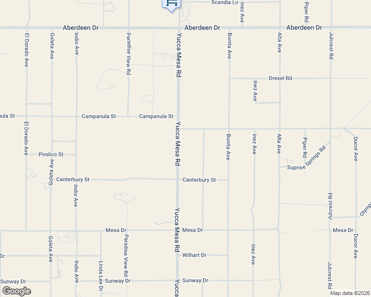 map of restaurants, bars, coffee shops, grocery stores, and more near 3773 Yucca Mesa Road in Yucca Valley