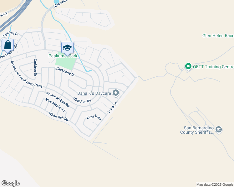 map of restaurants, bars, coffee shops, grocery stores, and more near 3989 Currant Lane in San Bernardino