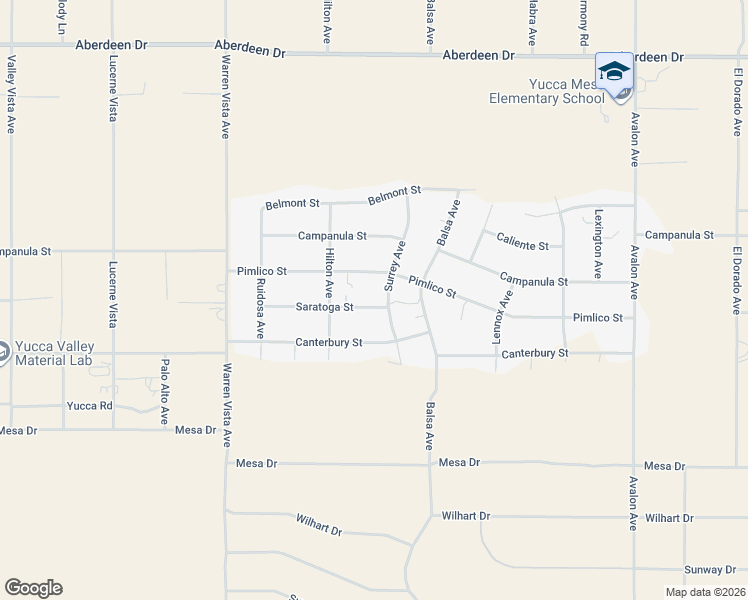 map of restaurants, bars, coffee shops, grocery stores, and more near 57990 Saratoga Street in Yucca Valley
