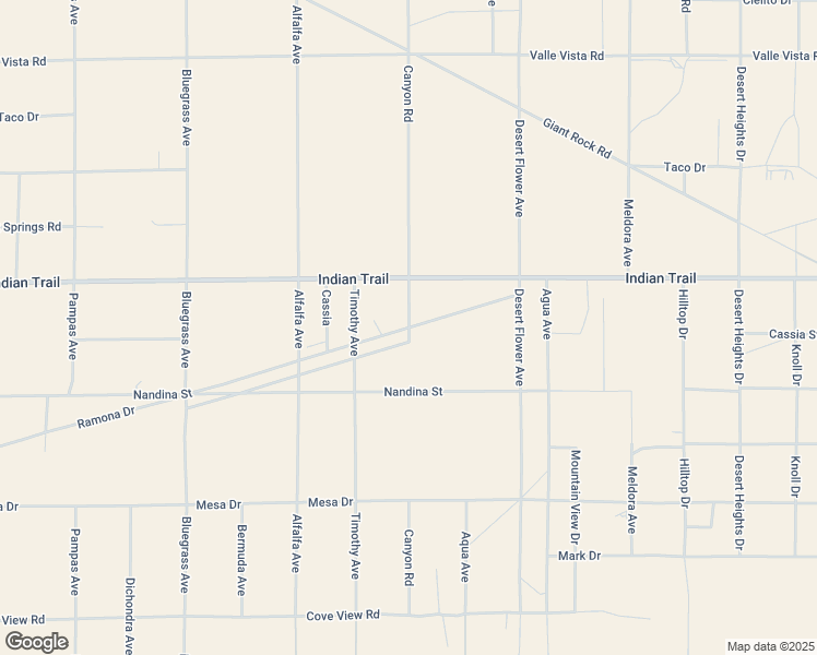 map of restaurants, bars, coffee shops, grocery stores, and more near Canyon Road in Twentynine Palms