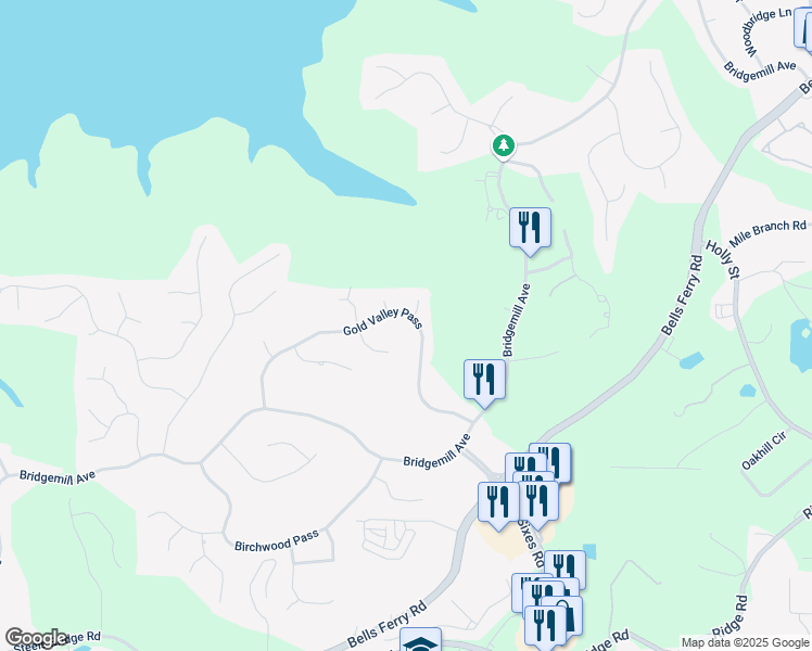 map of restaurants, bars, coffee shops, grocery stores, and more near 648 Gold Valley Pass in Canton
