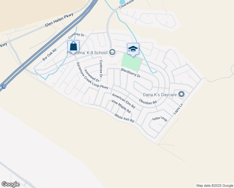 map of restaurants, bars, coffee shops, grocery stores, and more near 3758 American Elm Road in San Bernardino