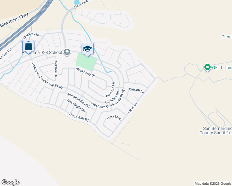 map of restaurants, bars, coffee shops, grocery stores, and more near 3999 Quartzite Lane in San Bernardino
