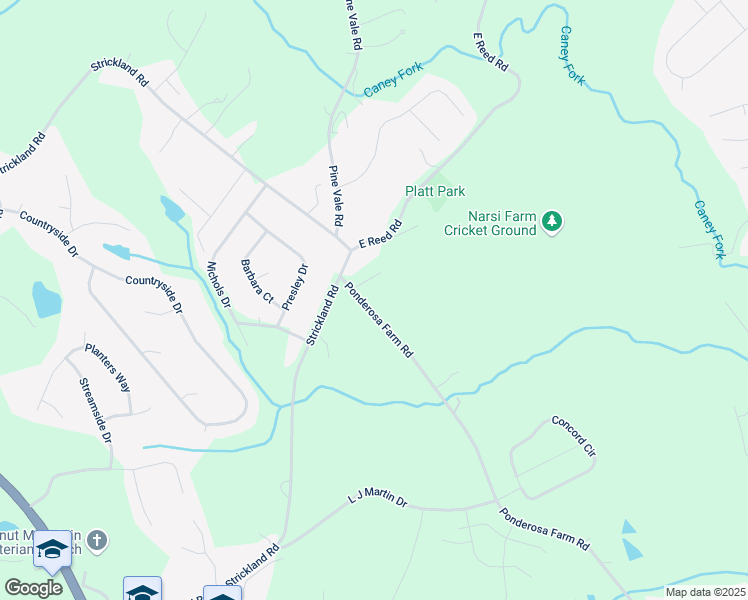 map of restaurants, bars, coffee shops, grocery stores, and more near 5003 Strickland Road in Gainesville