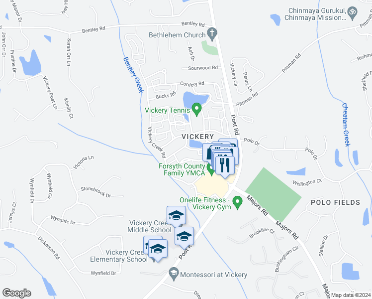 map of restaurants, bars, coffee shops, grocery stores, and more near 6845 Pond Road in Cumming