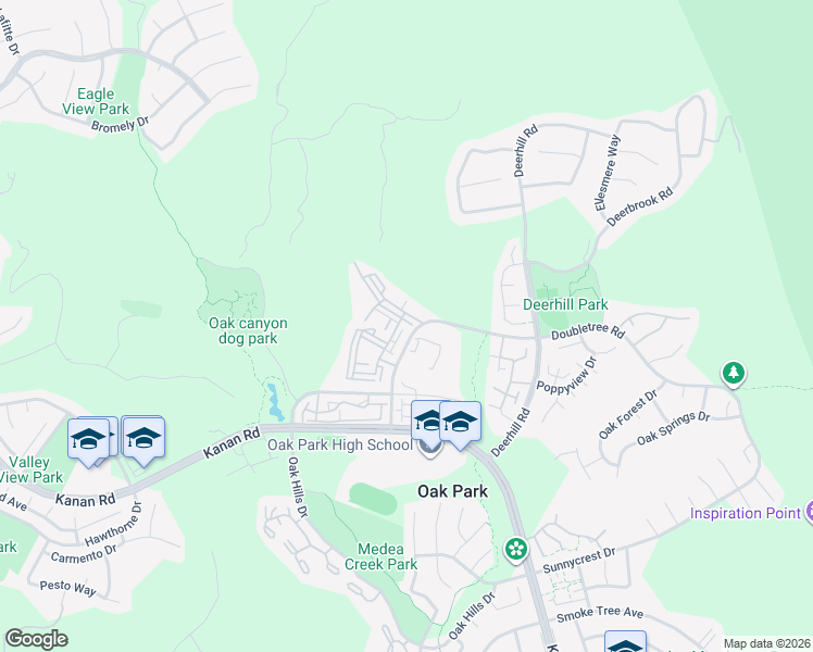 map of restaurants, bars, coffee shops, grocery stores, and more near 5824 Oak Bend Lane in Oak Park