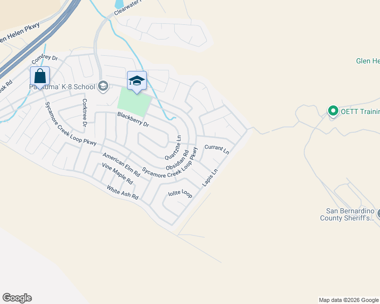 map of restaurants, bars, coffee shops, grocery stores, and more near 18270 Fetterbush Lane in San Bernardino