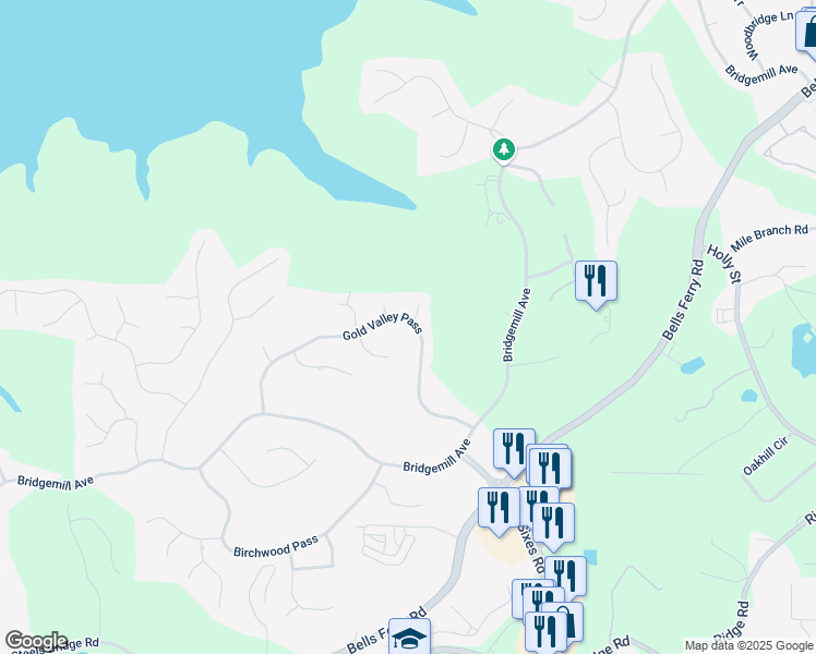 map of restaurants, bars, coffee shops, grocery stores, and more near 648 Gold Valley Pass in Canton