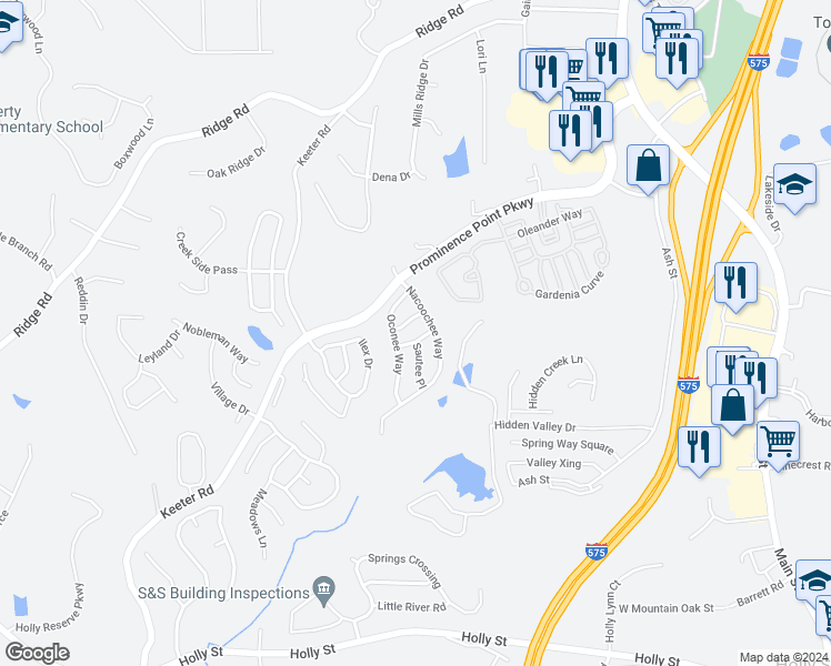 map of restaurants, bars, coffee shops, grocery stores, and more near 406 Sureyya Drive in Canton