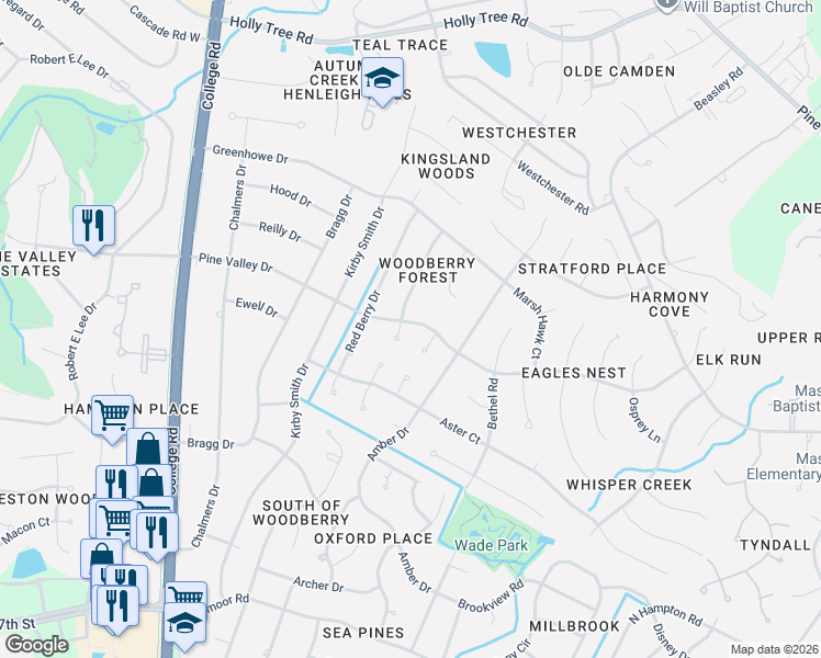 map of restaurants, bars, coffee shops, grocery stores, and more near 1200-1210 Pine Valley Drive in Wilmington