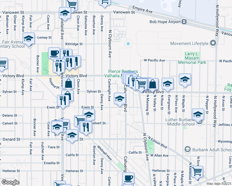 map of restaurants, bars, coffee shops, grocery stores, and more near 6257 Willowcrest Avenue in Los Angeles