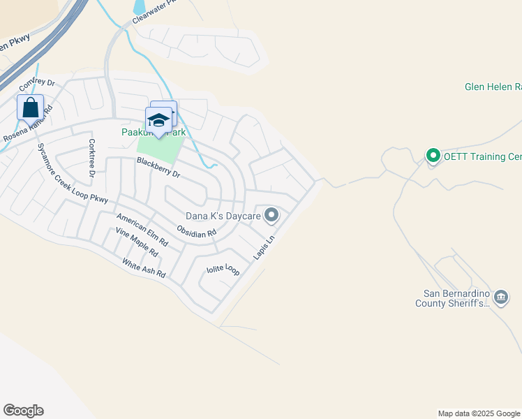 map of restaurants, bars, coffee shops, grocery stores, and more near 3972 Currant Lane in San Bernardino