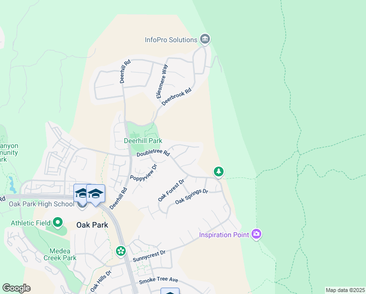 map of restaurants, bars, coffee shops, grocery stores, and more near 6822 Pala Mesa Drive in Oak Park