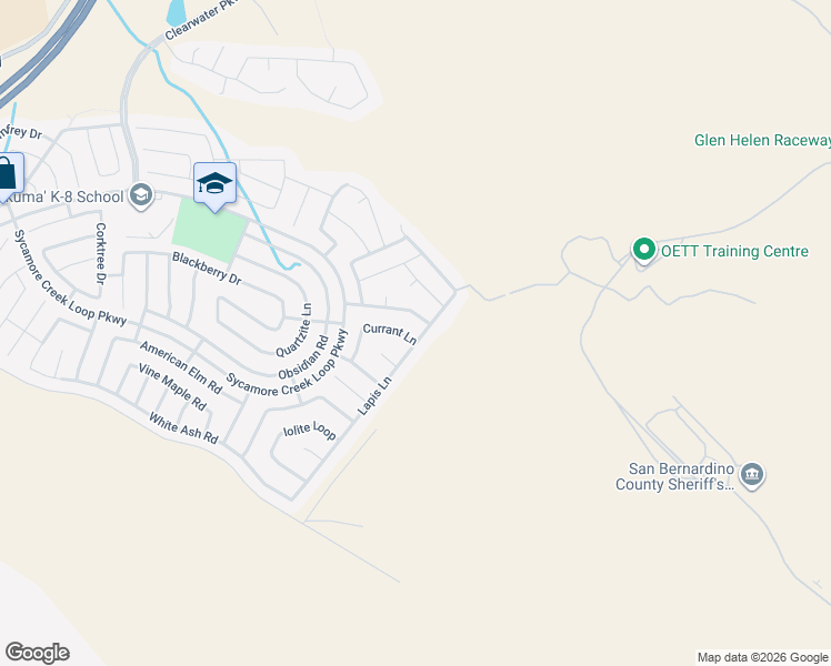 map of restaurants, bars, coffee shops, grocery stores, and more near 5143 Currant Lane in San Bernardino