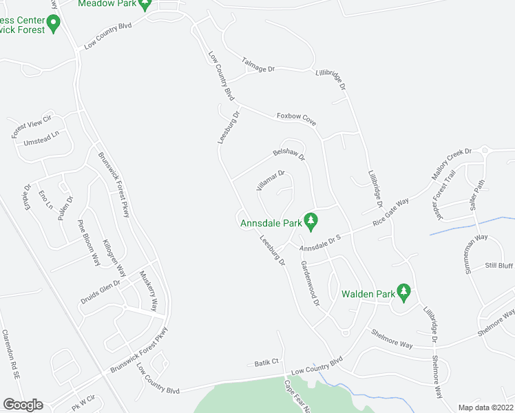 map of restaurants, bars, coffee shops, grocery stores, and more near 2224 Villamar Drive in Leland