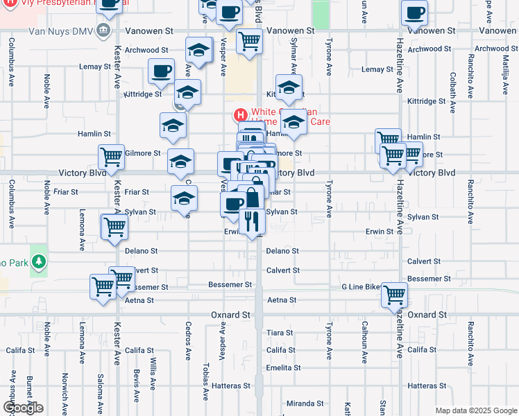 map of restaurants, bars, coffee shops, grocery stores, and more near in Los Angeles