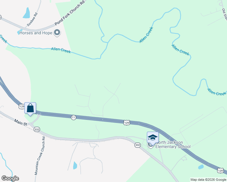 map of restaurants, bars, coffee shops, grocery stores, and more near 259 Allen Bridge Road in Talmo
