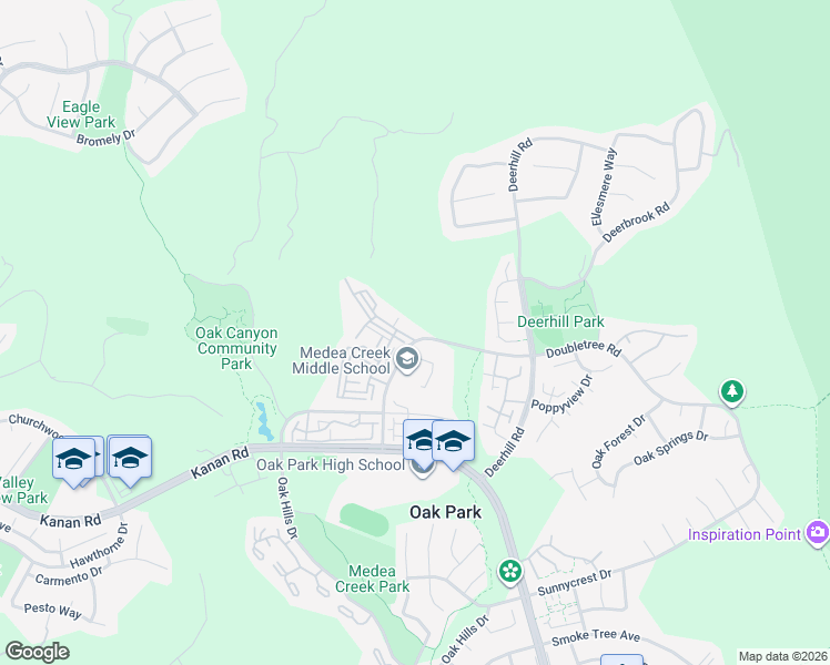 map of restaurants, bars, coffee shops, grocery stores, and more near 5837 Oak Bend Lane in Oak Park