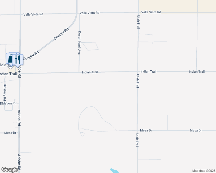 map of restaurants, bars, coffee shops, grocery stores, and more near 3730 Utah Trail in Twentynine Palms