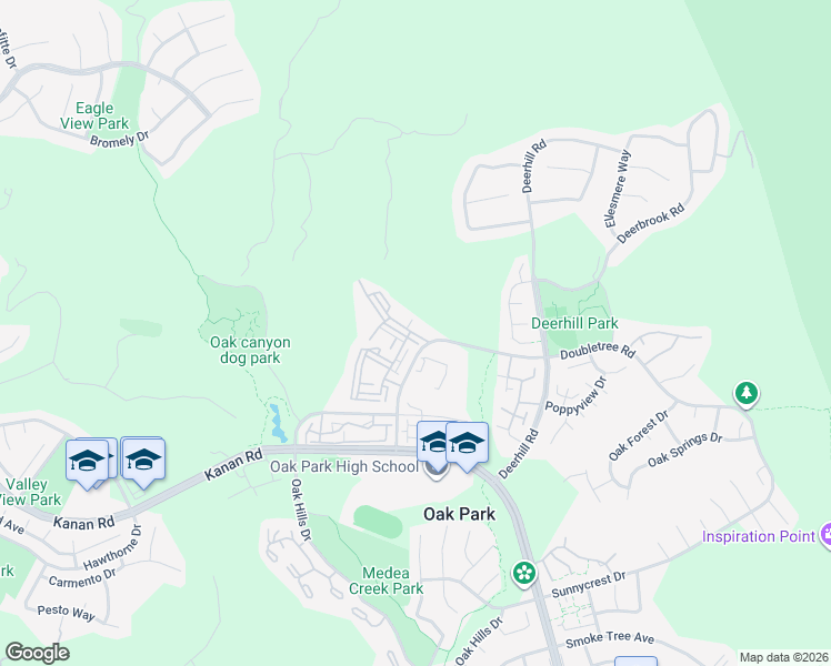 map of restaurants, bars, coffee shops, grocery stores, and more near 5837 Oak Bend Lane in Oak Park