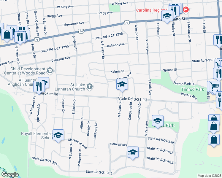 map of restaurants, bars, coffee shops, grocery stores, and more near 710 South Franklin Drive in Florence