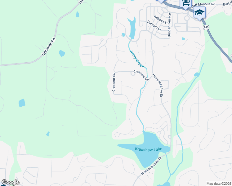 map of restaurants, bars, coffee shops, grocery stores, and more near 749 Crescent Circle in Canton