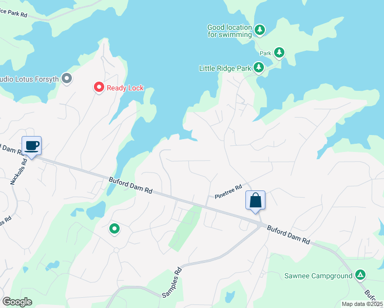 map of restaurants, bars, coffee shops, grocery stores, and more near 2715 Brook Valley Drive in Cumming