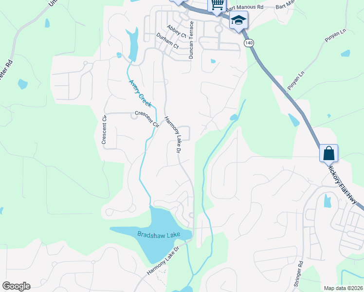 map of restaurants, bars, coffee shops, grocery stores, and more near 271 Harmony Lake Drive in Canton