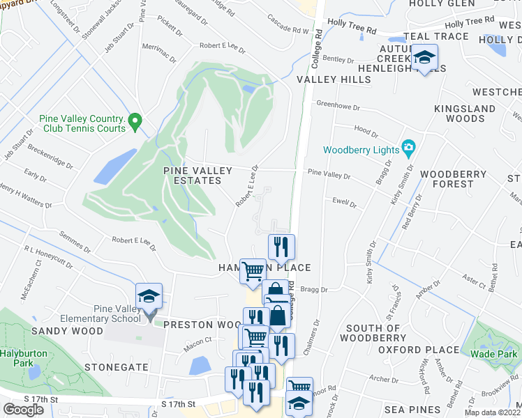 map of restaurants, bars, coffee shops, grocery stores, and more near 3304 Wickslow Road in Wilmington