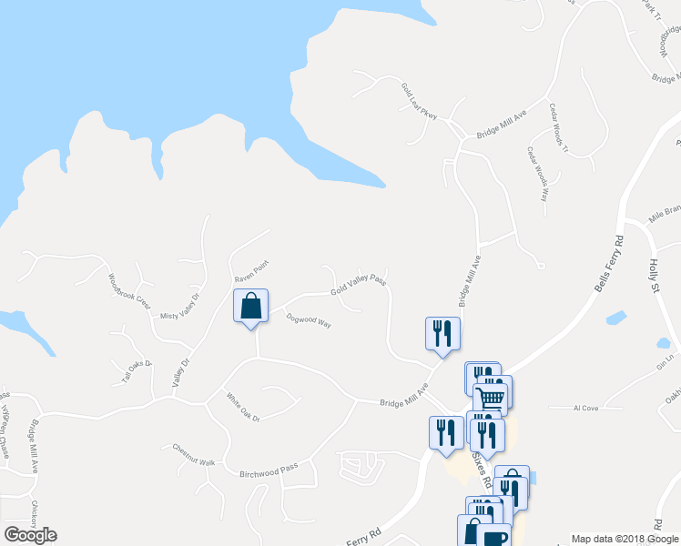 map of restaurants, bars, coffee shops, grocery stores, and more near 707 Settlers Crossing in Canton