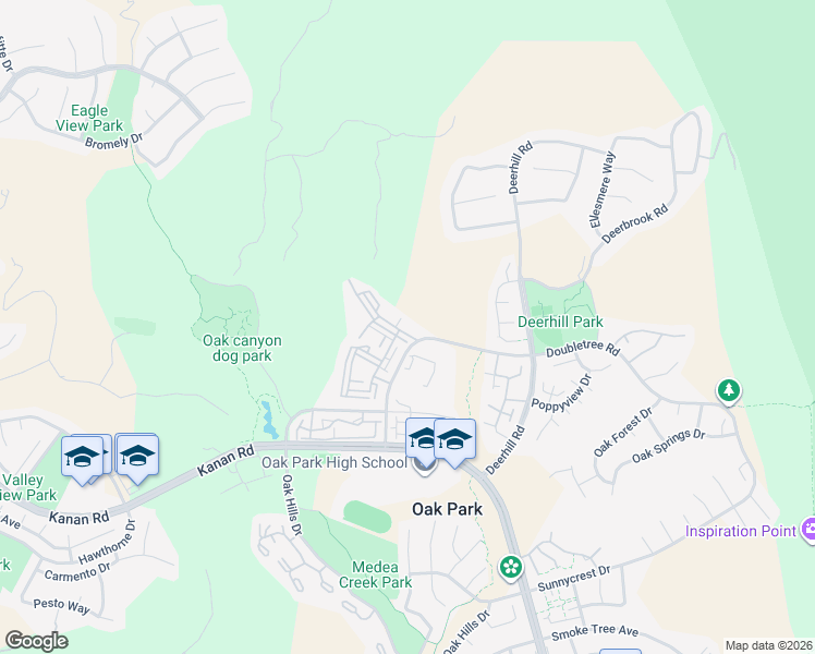 map of restaurants, bars, coffee shops, grocery stores, and more near 5837 Oak Bend Lane in Oak Park