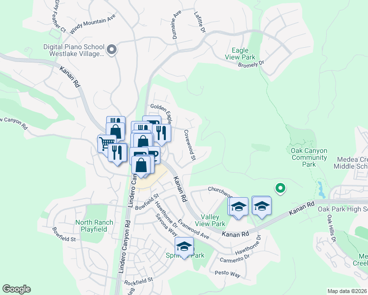 map of restaurants, bars, coffee shops, grocery stores, and more near 860 Bellagio Court in Oak Park