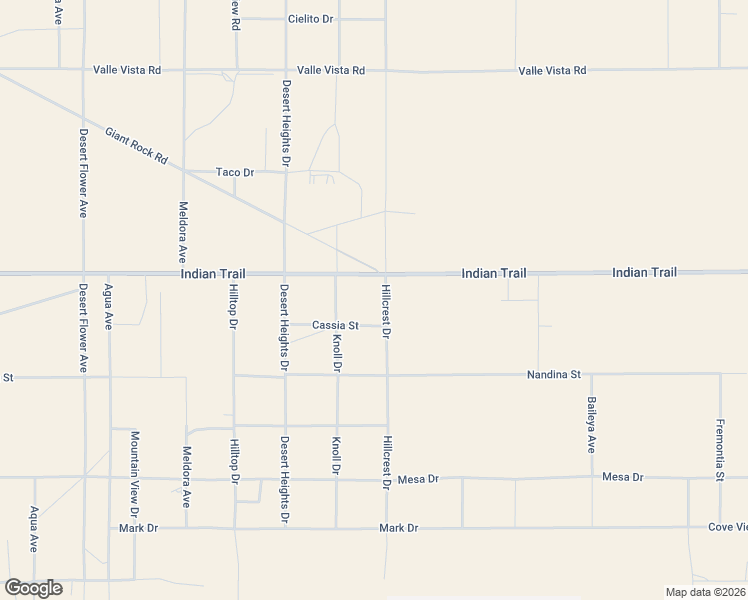 map of restaurants, bars, coffee shops, grocery stores, and more near 71257 Indian Trail in Twentynine Palms