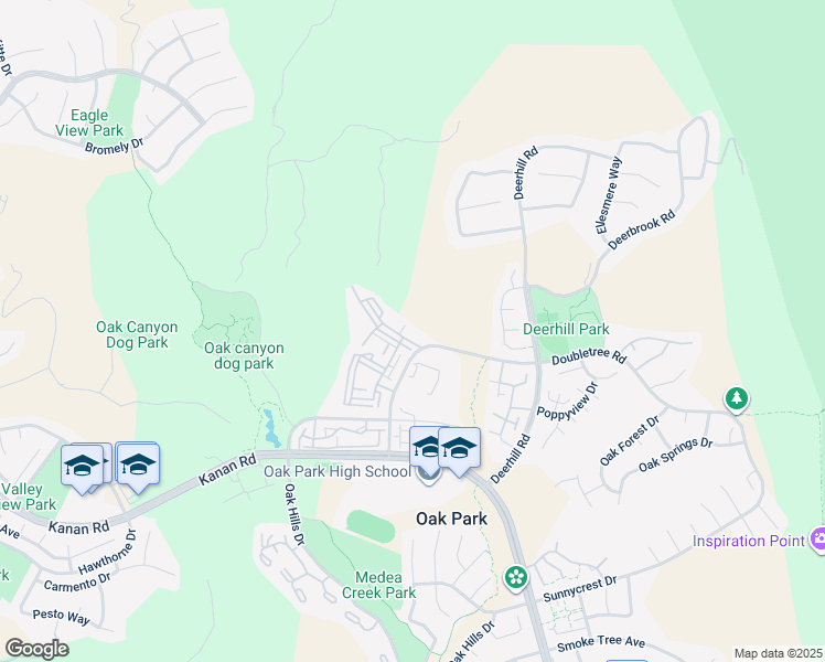 map of restaurants, bars, coffee shops, grocery stores, and more near 5837 Oak Bend Lane in Oak Park