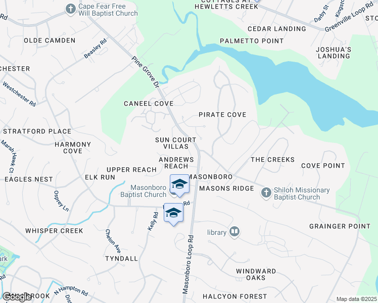 map of restaurants, bars, coffee shops, grocery stores, and more near 5405 Andrews Reach Loop in Wilmington