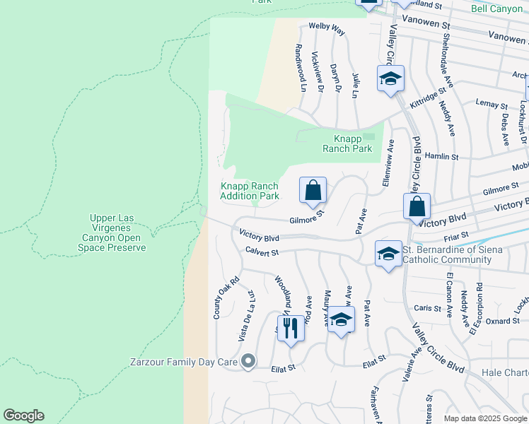 map of restaurants, bars, coffee shops, grocery stores, and more near 24736 Wooded Vista in Los Angeles