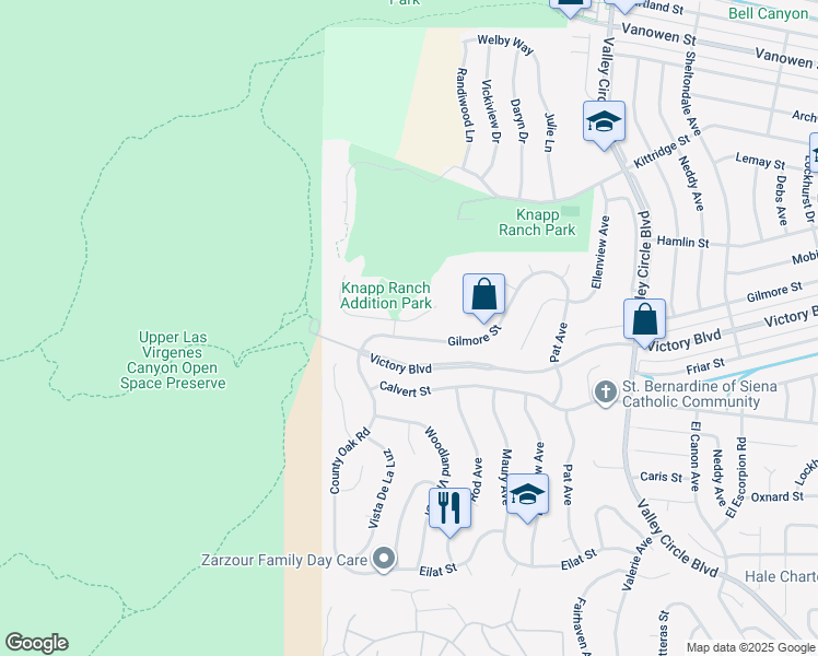map of restaurants, bars, coffee shops, grocery stores, and more near 24736 Wooded Vista in Los Angeles