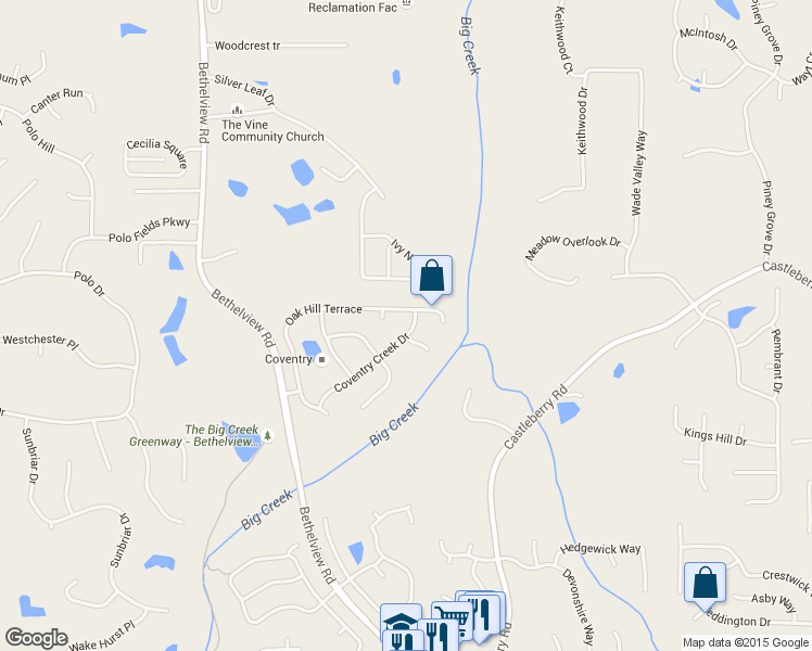 map of restaurants, bars, coffee shops, grocery stores, and more near 5315 Coventry Creek Dr in Cumming