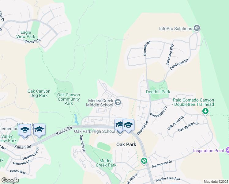 map of restaurants, bars, coffee shops, grocery stores, and more near 5837 Oak Bend Lane in Oak Park