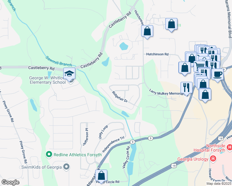 map of restaurants, bars, coffee shops, grocery stores, and more near 4306 Shillham Court in Cumming