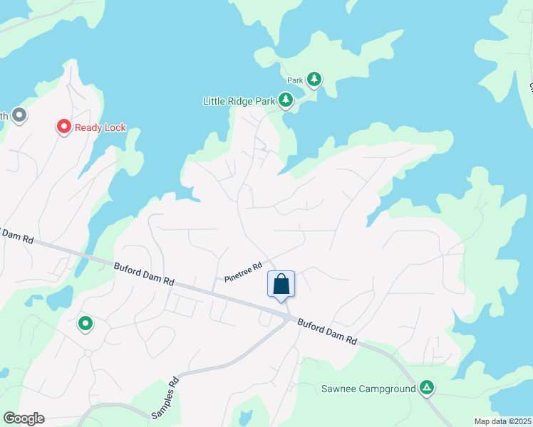 map of restaurants, bars, coffee shops, grocery stores, and more near 3230 Southshore Circle in Cumming