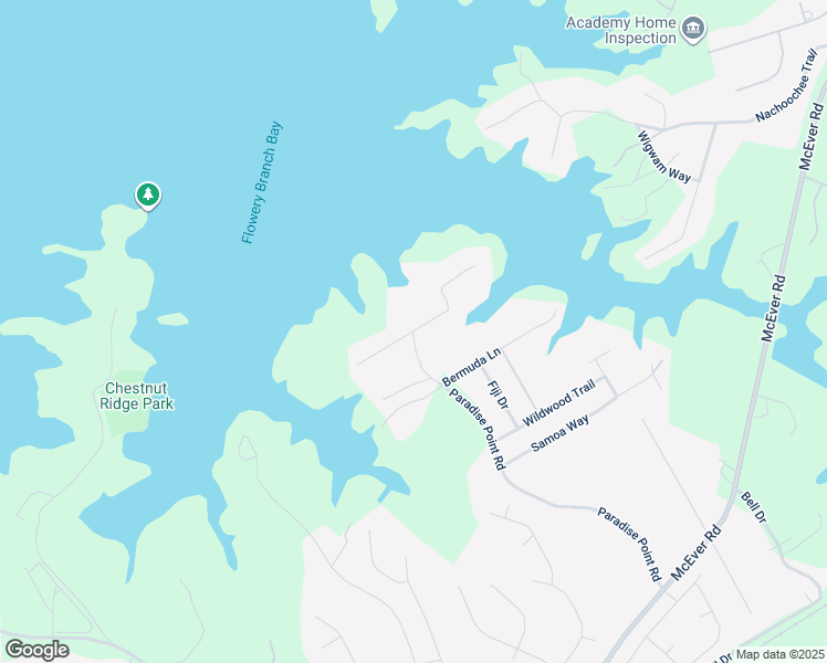 map of restaurants, bars, coffee shops, grocery stores, and more near 6499 Bluewaters Drive in Flowery Branch