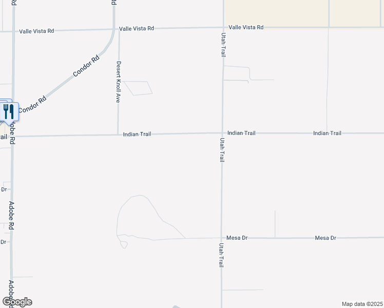 map of restaurants, bars, coffee shops, grocery stores, and more near 3730 Utah Trail in Twentynine Palms