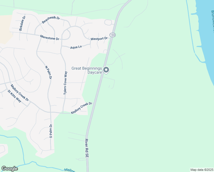 map of restaurants, bars, coffee shops, grocery stores, and more near 1482 River Road Southeast in Winnabow