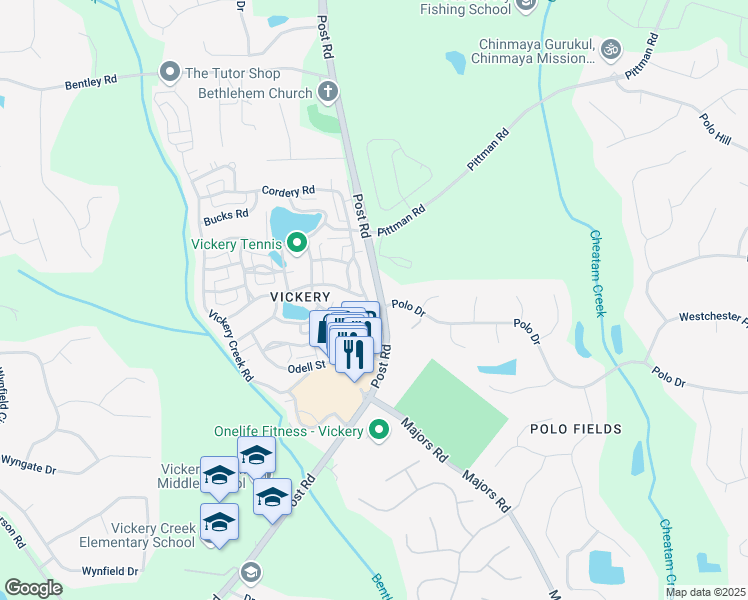 map of restaurants, bars, coffee shops, grocery stores, and more near 6925 Colfax Avenue in Cumming